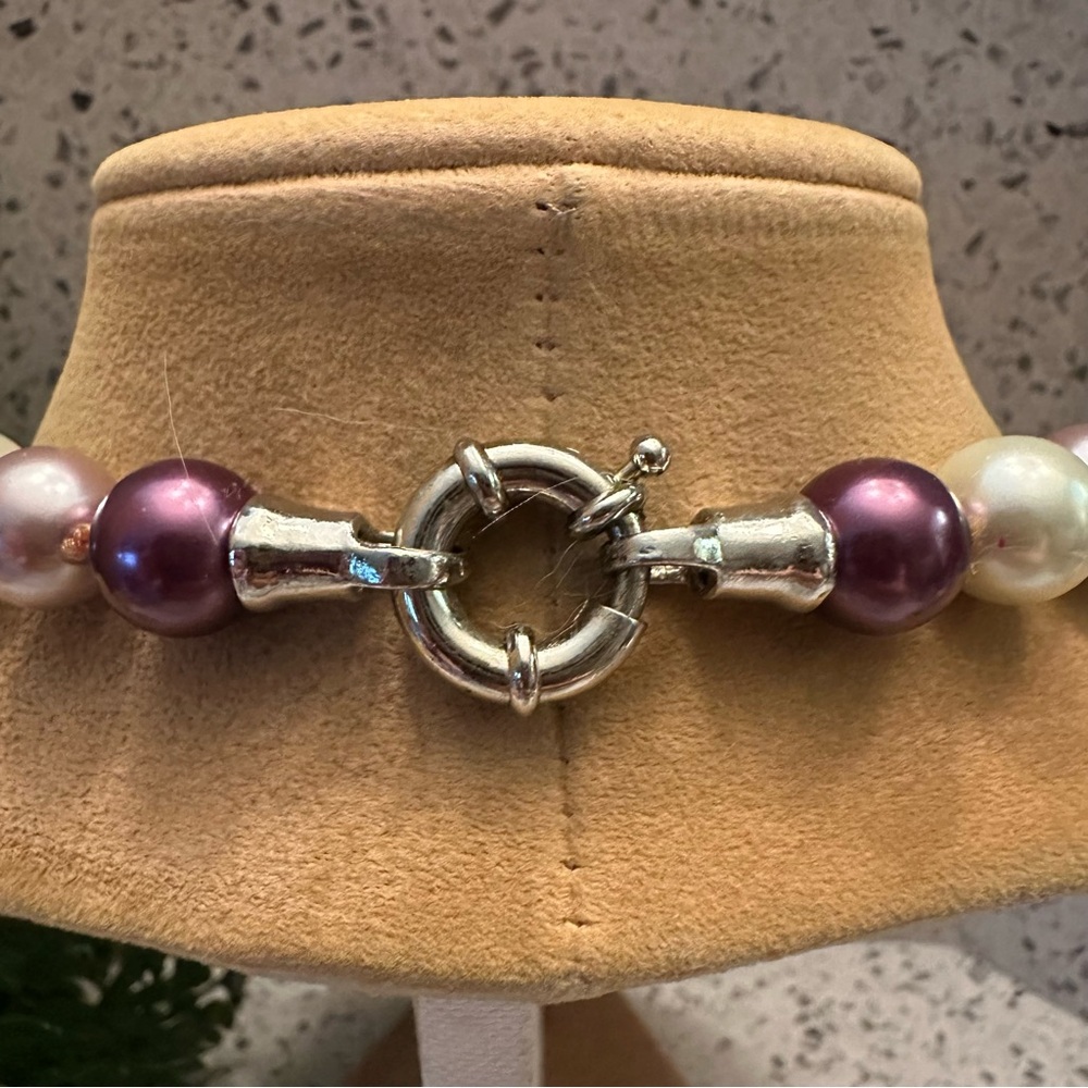 Purple pearl bead necklace - Picture 6 of 6
